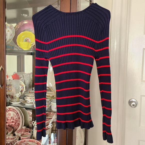 Lauren Ralph Lauren Striped Zip Up Sweater Large - Picture 6 of 6